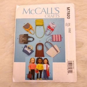 McCall's M7820 American Girl Doll purses & bags